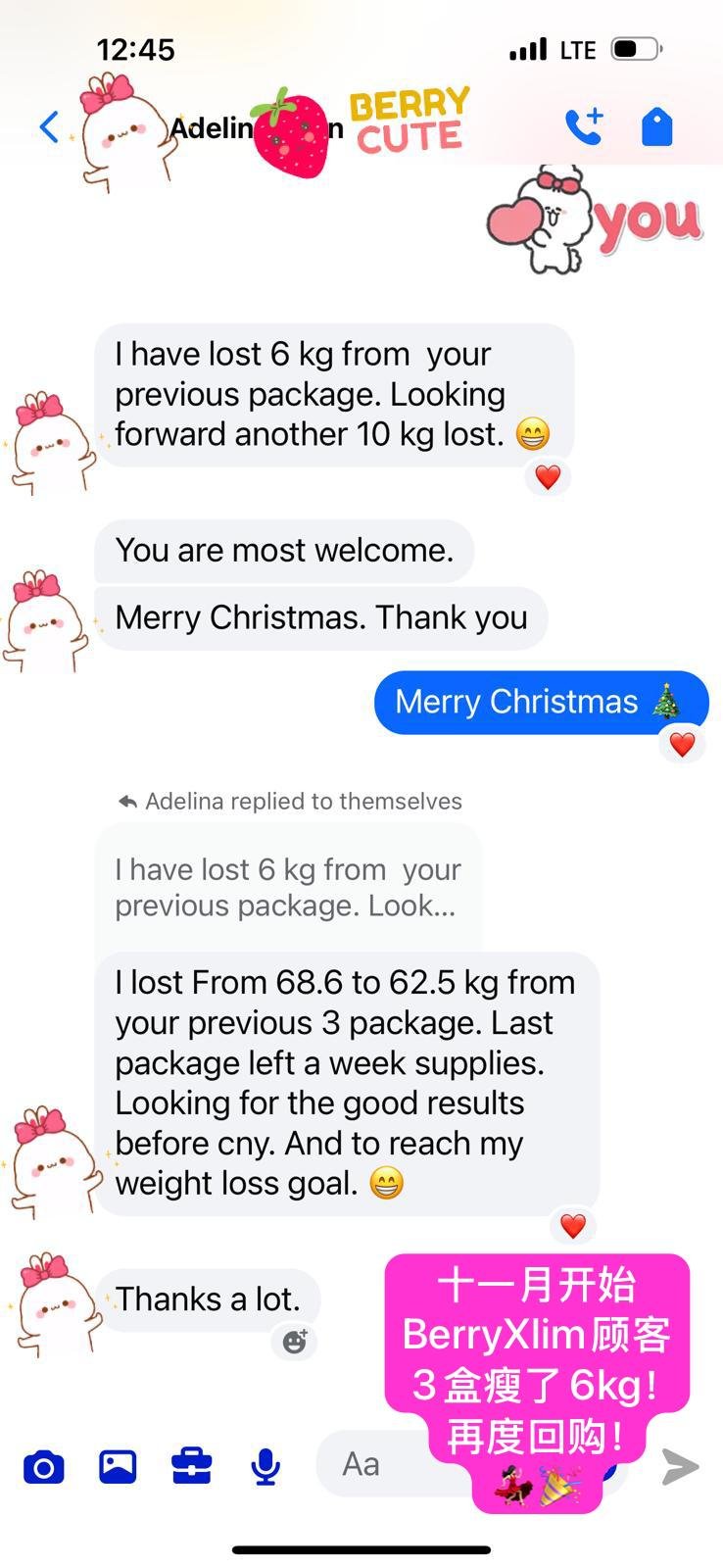 BerryXlim testimonial - 6kg lost