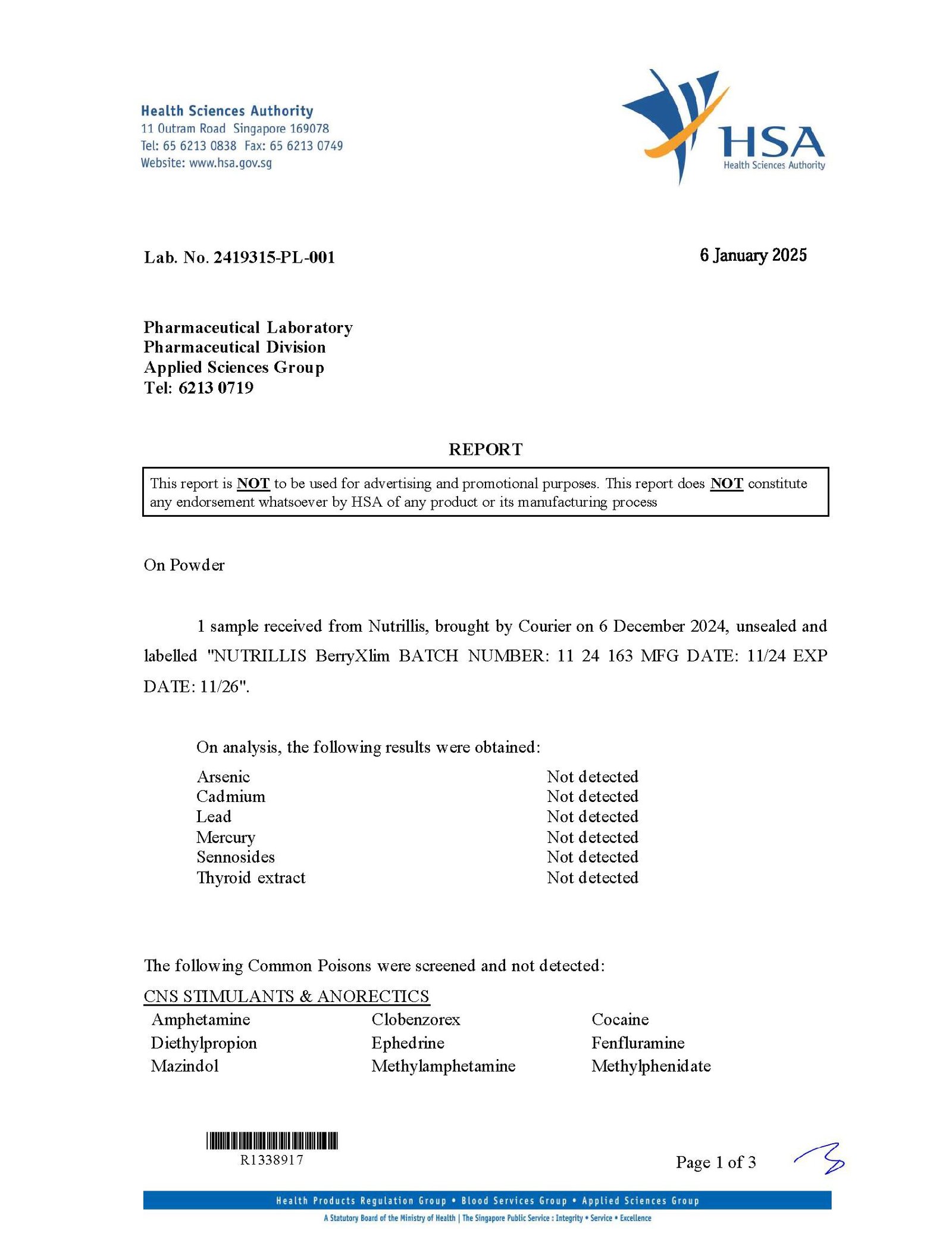 BerryXlim HSA tested report
